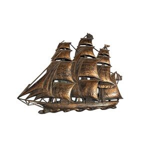 Vintage mid century modern era ship plaque. Coppercraft guild
